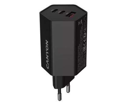 Ładowarka i akumulator CANYON Ładowarka sieciowa HEXAGON 65 GaN 65W 2xPD 1xQC EU Czarna CND-CHAHEX65B